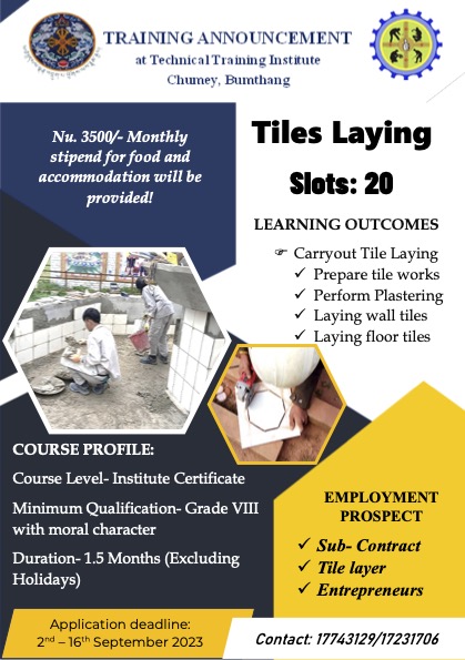 Tiles Laying Training at TTI-Chumey