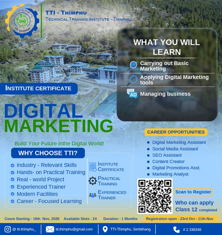 Digital Marketing Course at TTI-Thimphu!